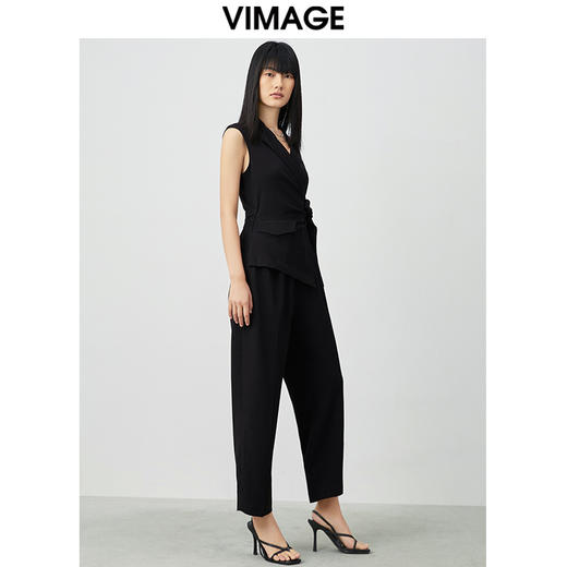 VIMAGE纬漫纪夏季假两件拼接宽松连体裤连衣裤休闲裤女裤V1507109 商品图2
