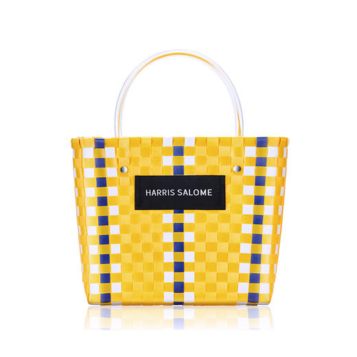 Harris Salome手工编织马赛克拼色菜篮子手提包 商品图3