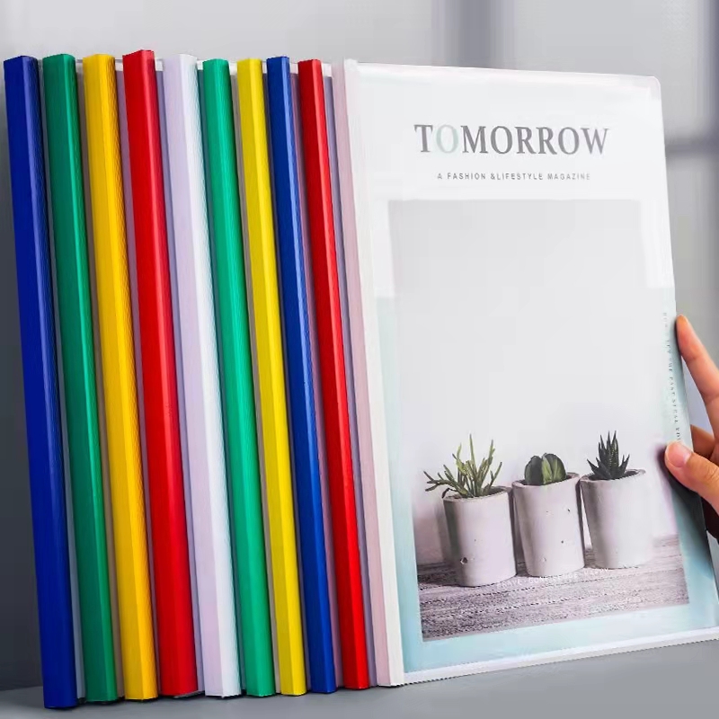 抽杆夹资料收资料夹书皮夹实色透明抽杆夹书夹文件夹三角水滴试卷夹a4插页拉杆夹