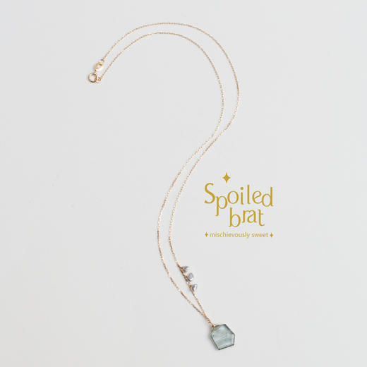 SpoiledBrat Jewelry 18k金不规则海蓝宝项链 商品图1