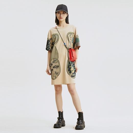 谜底2022夏季新款连衣裙气质宽松纯棉印花圆领短袖裙子225ML6074 商品图0