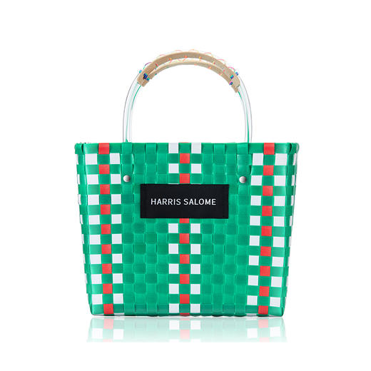 Harris Salome手工编织马赛克拼色菜篮子手提包 商品图8