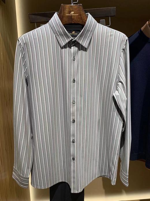 【4F】蔓哈顿长袖修身竖条纹衬衫 商品图0
