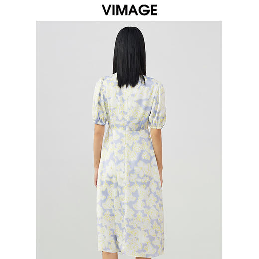 VIMAGE/纬漫纪春季新款法式气质V领泡泡袖连衣裙V1707332 商品图4