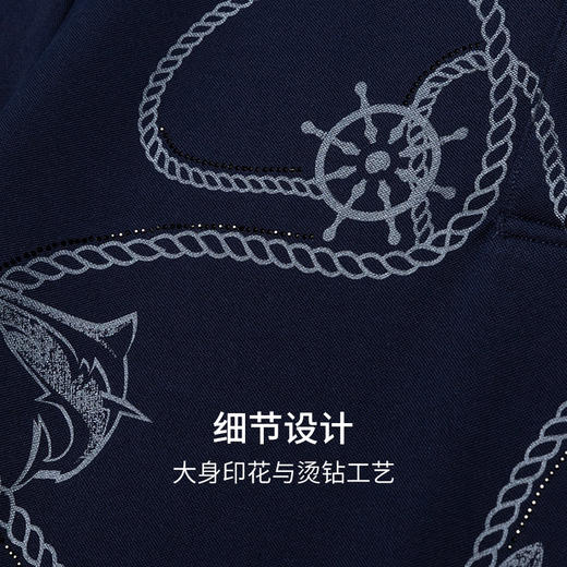 GOOD LUCK/德鲨弹力棉质混纺海洋风图案烫钻印花休闲短袖POLO衫LY13171-830 商品图4