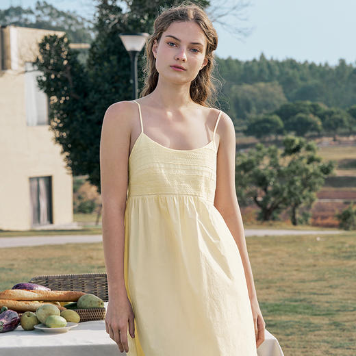 HSIA遐吊带睡裙女春夏款田园小憩刺绣花边清凉少女睡衣棉质家居裙 商品图6