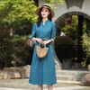 民族风棉麻中长款高档连衣裙女2022春夏新款收腰显瘦透气亚麻长裙 商品缩略图0