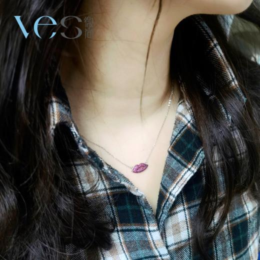 Kiss紫色嘴唇银925套链 商品图4