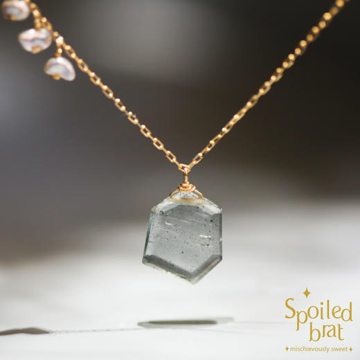 SpoiledBrat Jewelry 18k金不规则海蓝宝项链 商品图0