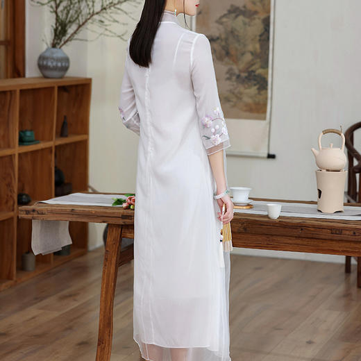 改良式复古刺绣，中式禅意茶服春夏款宽松文艺中国风连衣裙OG-6331 商品图2