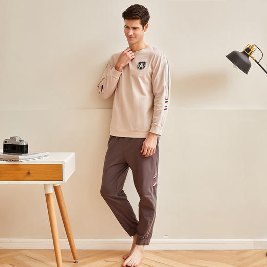 【针织纯棉系列】爱帝情侣长袖休闲家居服套装 商品图2