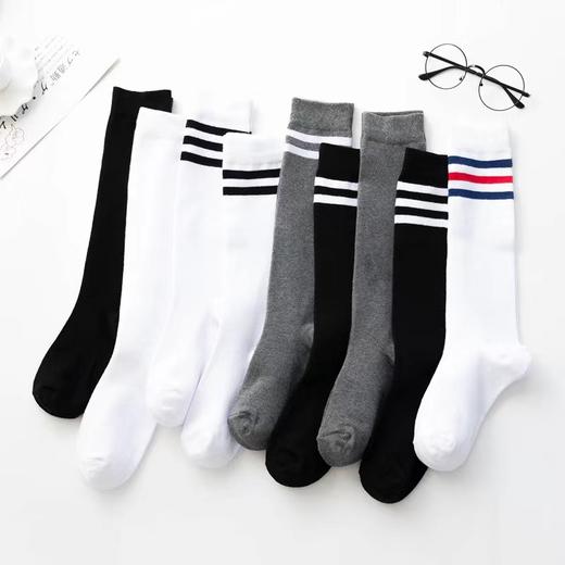 【3双】女士小腿袜 纯色百搭学院风素色堆堆袜 黑色长筒街头潮流半高筒袜 商品图1