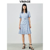 VIMAGE纬漫纪夏季通勤V领收腰西装裙连衣裙V1507125 商品缩略图1