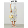 VIMAGE纬漫纪夏季新款印花小清新A字裙过膝半身裙女V1706314 商品缩略图2