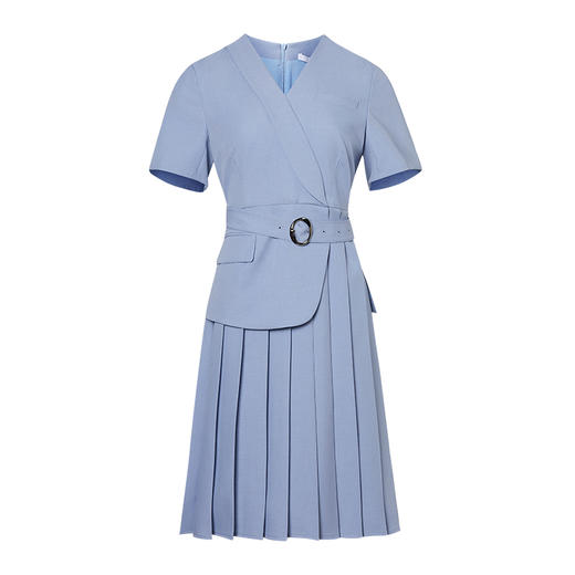 VIMAGE纬漫纪夏季通勤V领收腰西装裙连衣裙V1507125 商品图6