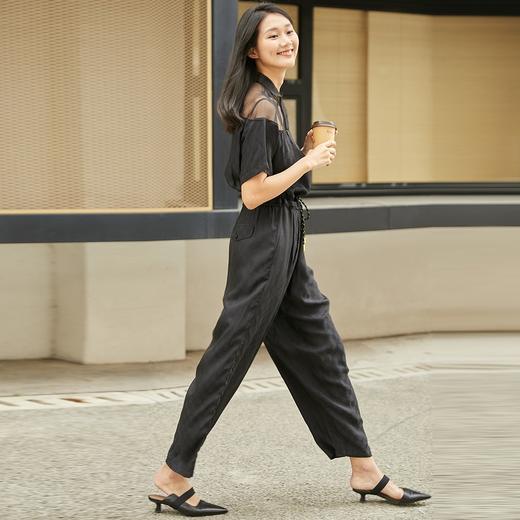 谜底2022夏季新款连体裤女夏通勤西装领抽强收腰休闲裤225MK6038 商品图1