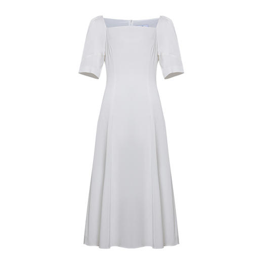 VIMAGE纬漫纪方领白色雪纺收腰长裙中长款连衣裙V1507165 商品图6