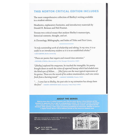 【中商原版】Norton Critical Editions Shelley’s Poetry and Prose 英文原版 雪萊的诗歌 戏剧和散文 诺顿文学解读系列 Percy Bysshe 商品图1