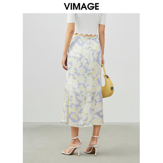 VIMAGE纬漫纪夏季新款印花小清新A字裙过膝半身裙女V1706314 商品图4