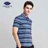 GOOD LUCK/德鲨棉桑蚕丝混纺弹力舒适条纹短袖POLO衫LY13199 商品缩略图1
