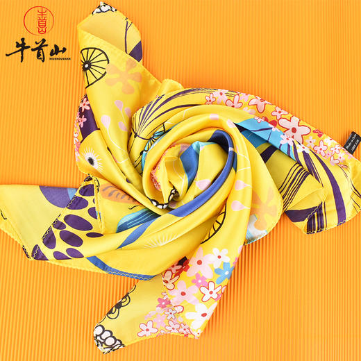 牛首山文创虎凤蝶丝巾100%桑蚕丝方巾春秋礼物送朋友国潮印花丝巾 商品图2