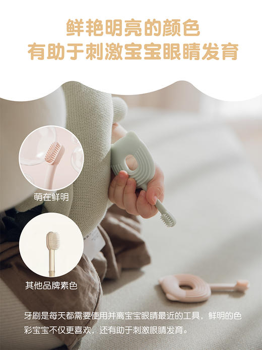 萌在婴儿I小乌龟硅胶牙刷0-18岁Y1 (幼儿宝宝0到3岁1岁半2岁儿童舌苔口腔清洁器神器)【tiny inner】 商品图3