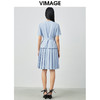 VIMAGE纬漫纪夏季通勤V领收腰西装裙连衣裙V1507125 商品缩略图4