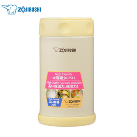 象印进口不锈钢真空焖烧杯750ml大容量焖烧罐焖粥神器FCE75便携食物罐 米黄色