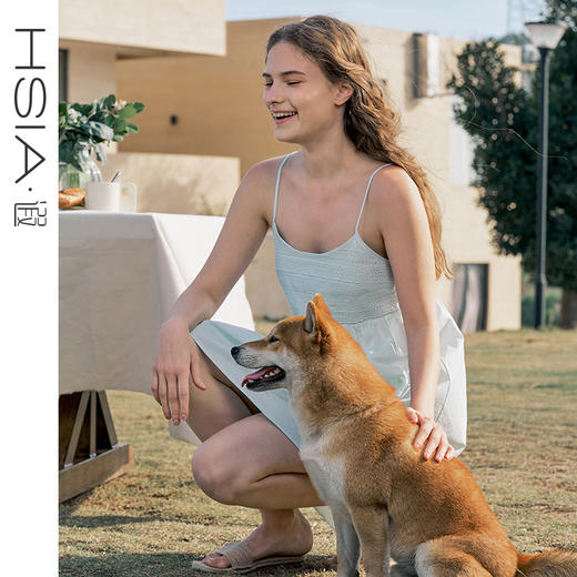 HSIA遐吊带睡裙女春夏款田园小憩刺绣花边清凉少女睡衣棉质家居裙 商品图0