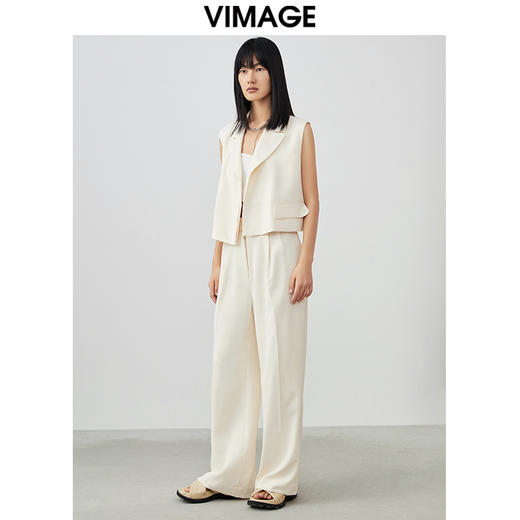 VIMAGE纬漫纪春季新款时尚百搭马甲干练修身西装马夹女外套V1713305 商品图1