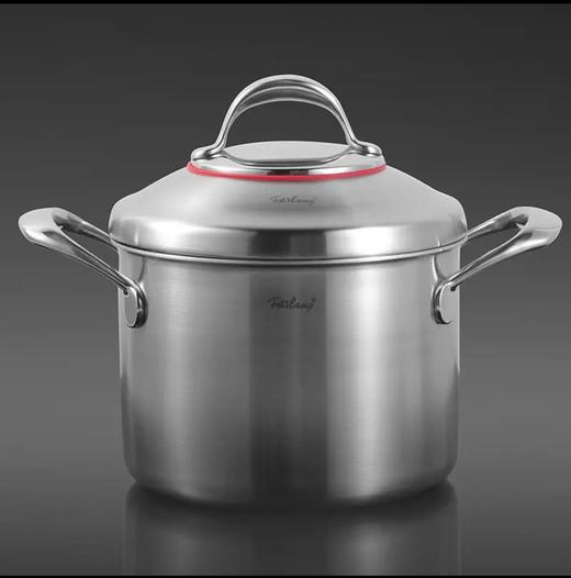 【无涂层 食品级304不锈钢】菲仕朗304不锈钢汤锅加厚加深煮炖锅无涂层燃气灶电磁炉通用 商品图0