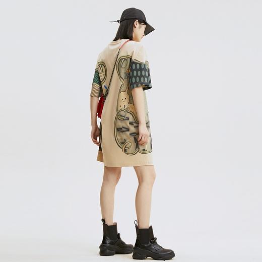 谜底2022夏季新款连衣裙气质宽松纯棉印花圆领短袖裙子225ML6074 商品图3