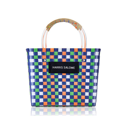 Harris Salome手工编织马赛克拼色菜篮子手提包 商品图6