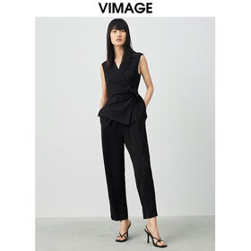 VIMAGE纬漫纪夏季假两件拼接宽松连体裤连衣裤休闲裤女裤V1507109