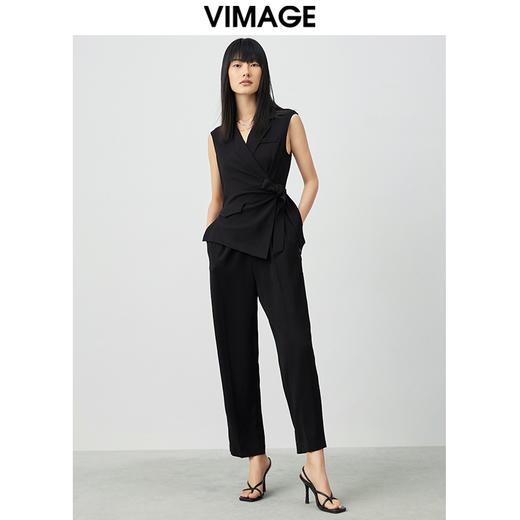 VIMAGE纬漫纪夏季假两件拼接宽松连体裤连衣裤休闲裤女裤V1507109 商品图0