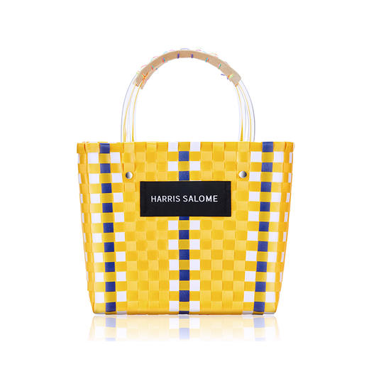 Harris Salome手工编织马赛克拼色菜篮子手提包 商品图2