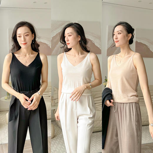 “基底色”V领羊毛针织打底吊带背心 商品图0