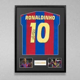 罗纳尔迪尼奥亲签巴塞罗那复古签名球衣含证书ICRFCBS2