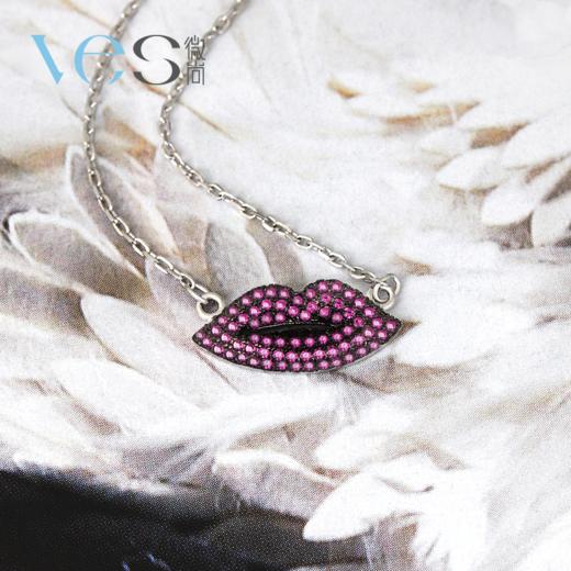 Kiss紫色嘴唇银925套链 商品图2