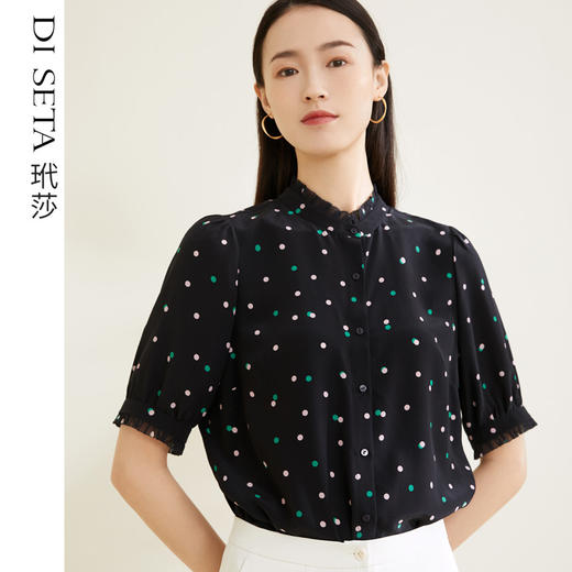 【100%桑蚕丝】玳莎波点印花衬衫夏小众设计感气质上衣  CB31107 商品图0