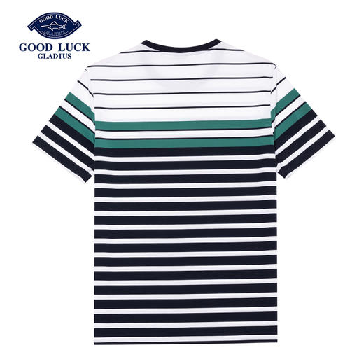 GOOD LUCK/德鲨弹力轻薄干爽舒适条纹圆领短袖T恤LY13526 商品图3