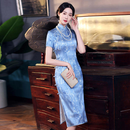 WX-2210新款改良版年轻款复古旗袍礼服连衣裙 商品图2