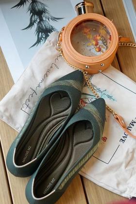 【平底王妃鞋】一双可以机洗的编织鞋 尖头 平底鞋  BASICS | LEOPARD 尖头平底鞋