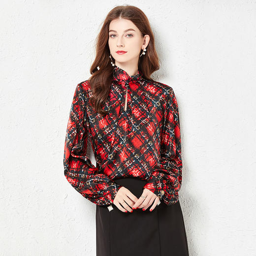 丁摩 春夏桑蚕丝衬衫时尚气质真丝衬衫上衣套头衫女Q122008-DA499 商品图2