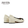 西村名物2021秋新款蝴蝶结单鞋女商城同款通勤粗跟休闲皮鞋33161 商品缩略图3