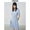 VIMAGE纬漫纪夏季通勤V领收腰西装裙连衣裙V1507125 商品缩略图0
