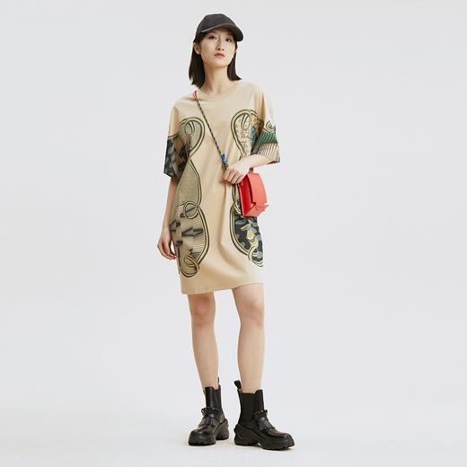 谜底2022夏季新款连衣裙气质宽松纯棉印花圆领短袖裙子225ML6074 商品图2