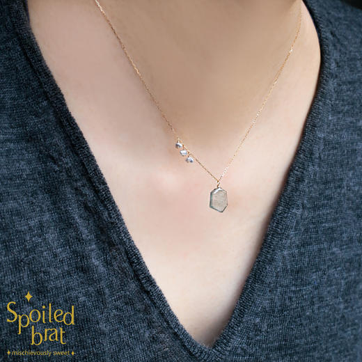 SpoiledBrat Jewelry 18k金不规则海蓝宝项链 商品图4
