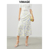 VIMAGE纬漫纪夏季新款印花小清新A字裙过膝半身裙女V1706314 商品缩略图0