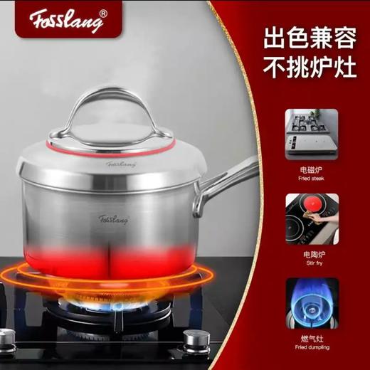 【食品级304不锈钢】菲仕朗304不锈钢小奶锅煮粥泡面1人小锅婴儿辅食锅热奶汤锅无涂层燃气灶电磁炉通用 FGE-N1811S（直径18cm） 商品图0